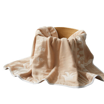威尔贝鲁(WELLBER)婴儿毯子宝宝纱布盖毯四季通用浴巾包巾毛巾被长颈鹿105*105cm
