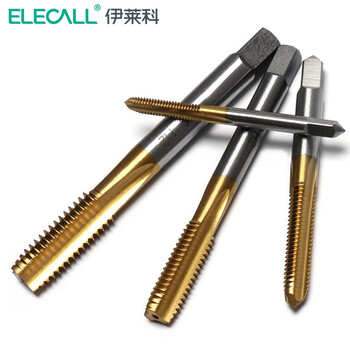 伊莱科(elecall)6542高速钢镀钛机用直槽丝锥攻牙 镀钛丝锥 m2.5*0.