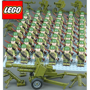 樂高(lego)樂高積木moc裝備重機槍軍事特警人仔男孩拼裝兒童玩具 美方