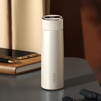 苏泊尔(supor)智晓系列智能保温杯 430ml显温316l不锈钢水杯 晶石白 k