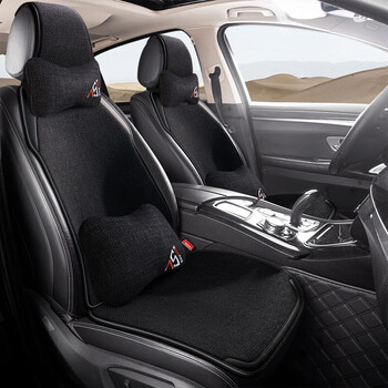 汽车座套半包围冰丝布座椅套内饰改装坐垫 曜夜黑-豪华版-整车11件套
