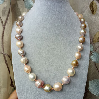 超大珍珠长款项链毛衣链ins个性奢华巴洛克复古宫廷风混彩大1条50厘米