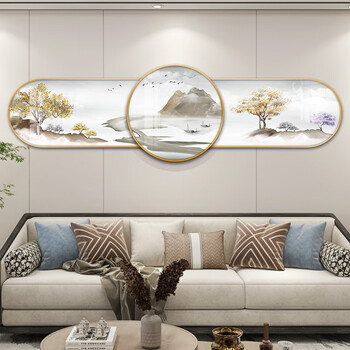 酣墨香客厅装饰画新中式三联画沙发背景墙壁画餐厅挂画风景画室内墙画