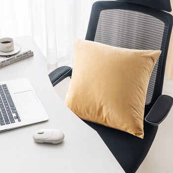 京东京造棉花糖抱枕 超柔棉棉绒沙发床头客厅办公室腰靠枕垫 黄色45x45cm