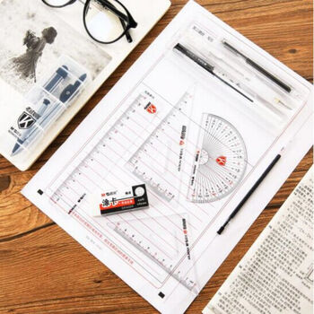 晨光(M&G)HAGP1043文具学生考试绘图套装(0.5mm中性笔+2B涂卡铅笔+橡皮+套尺+替芯)学习用品组合装 1套装