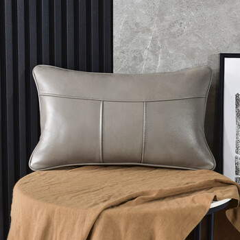 真皮沙发靠垫 牛皮沙发抱枕 长方形真皮抱枕沙发靠枕简约头层牛皮腰枕