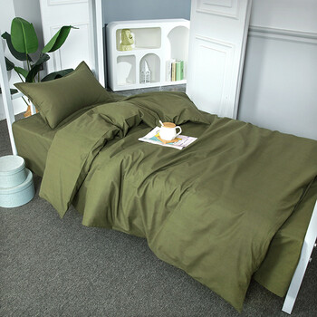军训床上用品三件套学生学校宿舍床单被罩枕套军绿色内务定型被40纱织