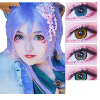 色cosplay原宿风暴爱言叶动漫紫红黄绿蓝色混血大小直径年抛美瞳显色