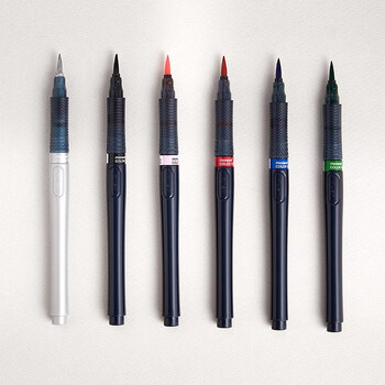 慕那美（monami）软头brush书法画笔绘画毛笔水彩笔遇水不晕染不褪色手绘彩笔极光系列6色套装水彩笔