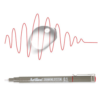 【开学必备】旗牌（Shachihata）Artline 超细勾线笔 防水绘图笔 漫画/设计/动漫专用 0.1mm 红色 EK-231