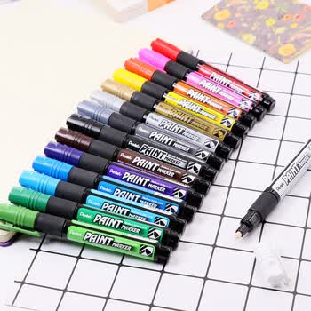 派通（Pentel ）彩色圆头油漆笔 防水速干记号笔粗头大字广告笔MMP20 金色单支装