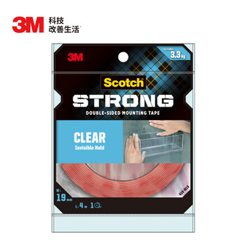 3M 思高 纳米透明无痕双面胶 410-M19 耐高低温 防水 19mm *4m 适用于玻璃/瓷砖/亚克力/金属表面