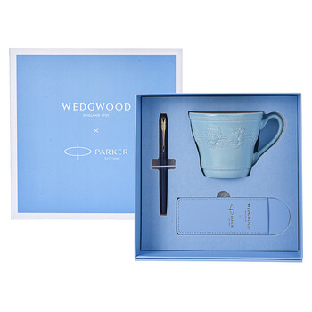 Wedgwood 派克联名款 威雅XL逐浪蓝金夹宝珠笔欢愉假日蓝色马克杯套装