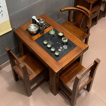 珠筠 老船木茶桌椅组合复古茶桌实木茶艺桌家具中式功夫茶几泡茶台 1