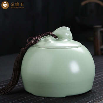 金镶玉 茶具年年有余茶叶罐 汝瓷花茶罐茶具原矿仿宋汝窑密封储藏罐 金镶玉 茶具年年有余茶叶罐 汝瓷花茶罐茶具原矿仿宋汝窑密封储藏罐