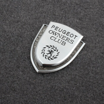 3073084085083008301专用车贴改装立标标致侧标装饰标致盾牌银色一个