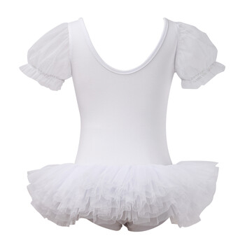 丹诗戈新款儿童芭蕾训练服连体服gg06035泡泡袖球形纱裙体操服 白色