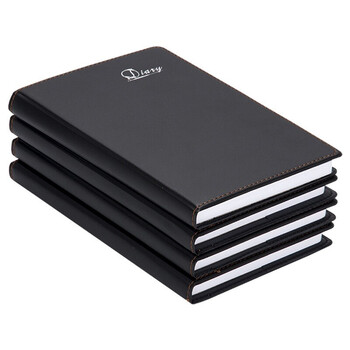小郎人申士皮面本黑色记事本商务日记本子会议本文具256页笔记本子
