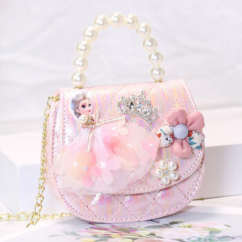 迪士尼disney儿童包2023新款公主可爱珍珠手提包女童迷你时尚斜挎包小
