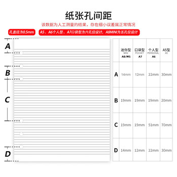 Filofax内页替芯活页记事本替换芯打孔纸六孔英国进口A6白色横线页133008