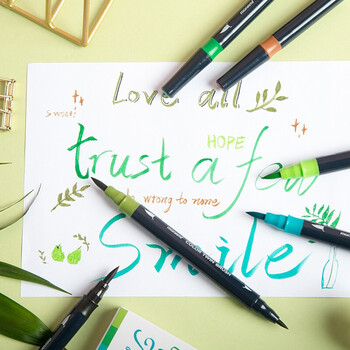 慕那美（monami）彩色秀丽笔软头弹性手帐软毛笔brush英文花体彩绘笔6色套装SEA04038Z06-S水彩笔