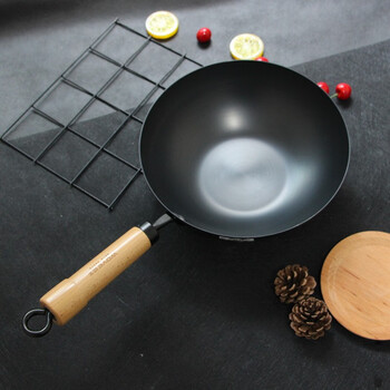 zckt可爱迷你小炒锅不易生锈婴儿辅食小铁锅无涂层铁炒菜锅开锅铁锅