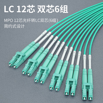 广昌兴(G.C.X) OM4万兆多模光纤跳线MPO-LC12芯4对母头分支集束光纤兼容100/200/400G光模块收发器连接线3米