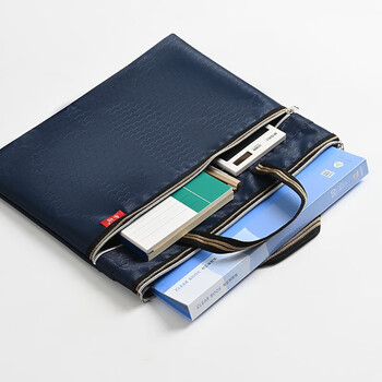 泰档公文包男士手提包牛津布资料袋双层收纳袋防水会议足球纹蓝色双面衬不掉渣【1个】TJ0281