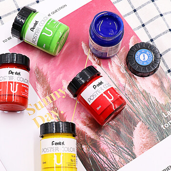 派通（Pentel)广告水粉颜料国画水彩绘画颜料WPU2-37朱红色30ml/瓶