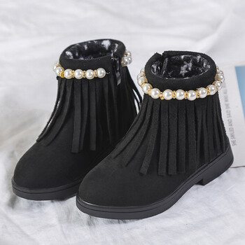 底公主皮鞋5-9岁10儿童皮靴女童短靴子韩版小孩潮靴7小孩子的鞋 黑色