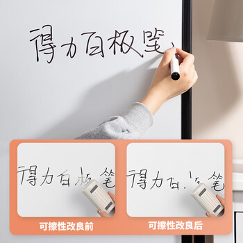 得力(deli)S507 可加墨白板笔办公会议笔 水性可擦易擦笔 教师标记笔画板水笔 蓝色 10支/盒 5盒装