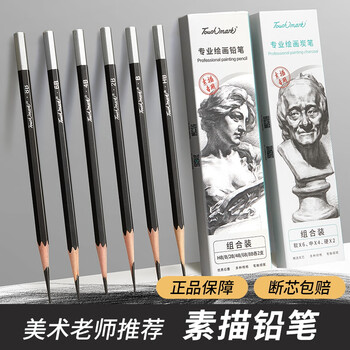 Touch mark素描铅笔炭笔12支亚光美术生绘画专用软性碳笔学生绘图考试画画套装初学者考试画画专用开学季