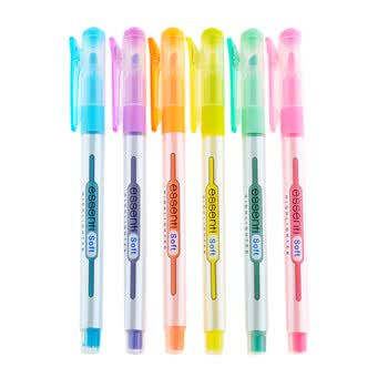 【开学必备】慕那美（monami）柔和色荧光笔记号笔学生标记划重点 斜头1-4mm 6色套装06017-6
