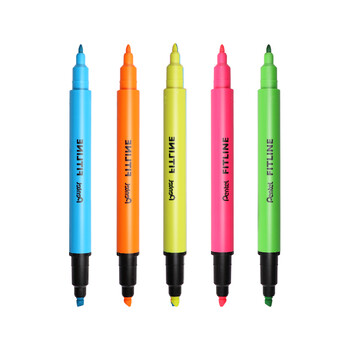 派通（Pentel ）双头荧光记号笔 学生卡通记号笔 高光重点标注笔 SLW11 天蓝色