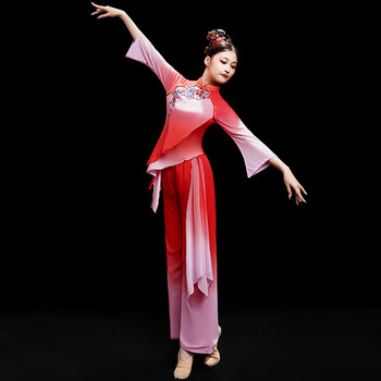 胶州秧歌服演出服女中国风九儿映山红古典舞蹈服装飘逸广场舞套装 xs