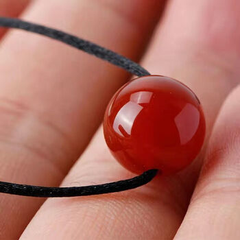 红玛瑙编织情侣项链手链红珠子相思豆金店材料 简约風【单颗玛瑙】