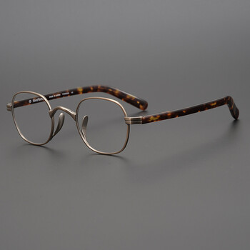 手工珍藏民国风老式近视眼镜框仿古不规则六边小脸复古眼镜架 古铜色