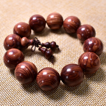 海南大叶黄花梨手串男山水纹理佛珠手链油梨老料佛珠海黄手串 18mm*13