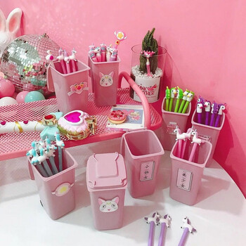 日韩可爱桌面收纳盒垃圾桶文具笔筒粉色少女心拍照道具装饰品 牛奶
