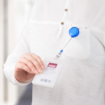 优和（UHOO）透明易拉扣伸缩扣证件卡套 工作牌胸卡夹扣 白色 12个/盒 6706
