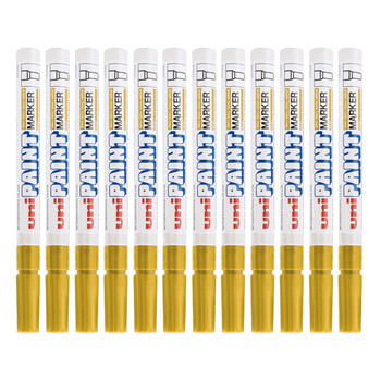 三菱（Uni）PX-21 小字油漆笔 0.8-1.2mm工业记号笔物流笔（可用于汽车补漆）黄色12支装