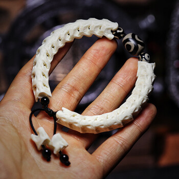 香港言和专柜原创真蛇骨手链原生态物质文玩骨头手串转运男女情侣款