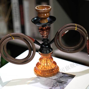 水烟壶全套酒吧家用ktv大中小号玻璃水烟shisha水烟筒烟膏新款 双管