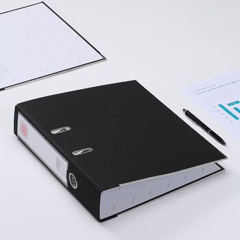 齐心(Comix) 3寸加厚型欧式快劳夹 A4文件夹带孔资料夹 两孔活页夹 黑色 办公文具 EA4016