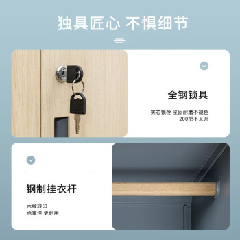 今丰 更衣柜铁皮柜员工柜寄存包柜储物柜木纹转印浅枫木色二门更衣柜