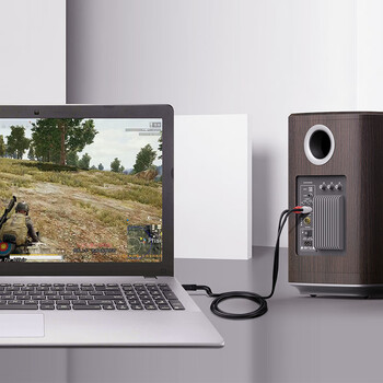 秋叶原（CHOSEAL）3.5mm转双莲花头音频线 3.5转一分二莲花2RCA红白公对公 连接电脑电视音响箱功放线 1米 QS3002T1