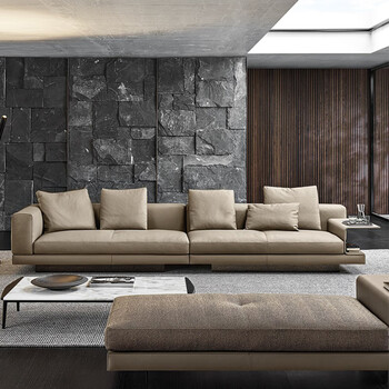 jiayoupinzhi)意式极简皮沙发jm004sf64现代极简侘寂风直排超纤皮沙发