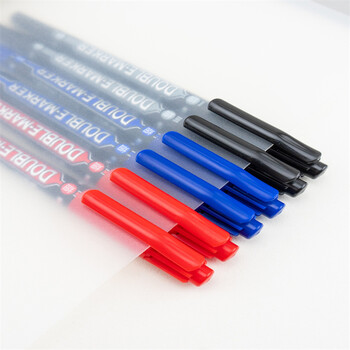 晨光勾线笔MG2130小双头油性笔记号笔黑色红色学生用蓝色 12支装