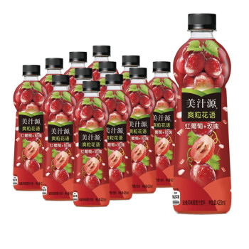 可口可乐美汁源爽粒花语红葡萄 玫瑰风味420ml*15瓶装进口红葡萄汁