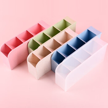 递乐多功能笔筒创意时尚斜插式4格笔筒大容量整理盒男办公室小清新可爱桌面摆件2474透明白（3个装）